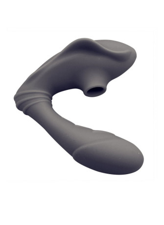 2 EN 1 Vibromasseur et stimulateur clitoridien USB noir - BOZ-042